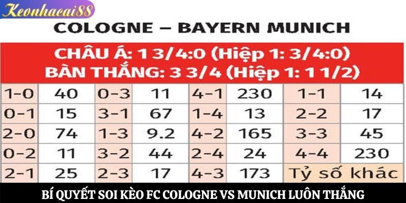 Bí quyết soi kèo FC Cologne vs Munich luôn thắng